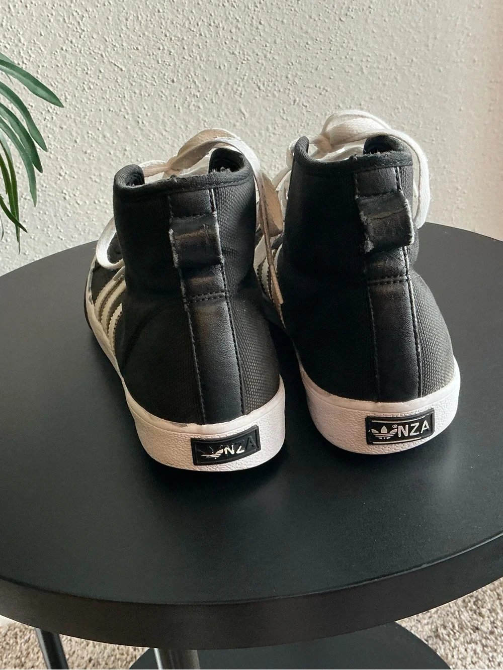 Adidas NZA Shell Toe Black w/3 Stripe Canvas Shoes Men Sz 9.5